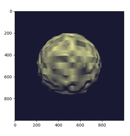 Computed image of a sphere with trilinear noise